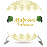 Aperturee - White Gold Green Hat Mabrouk Tahara Round Backdrop